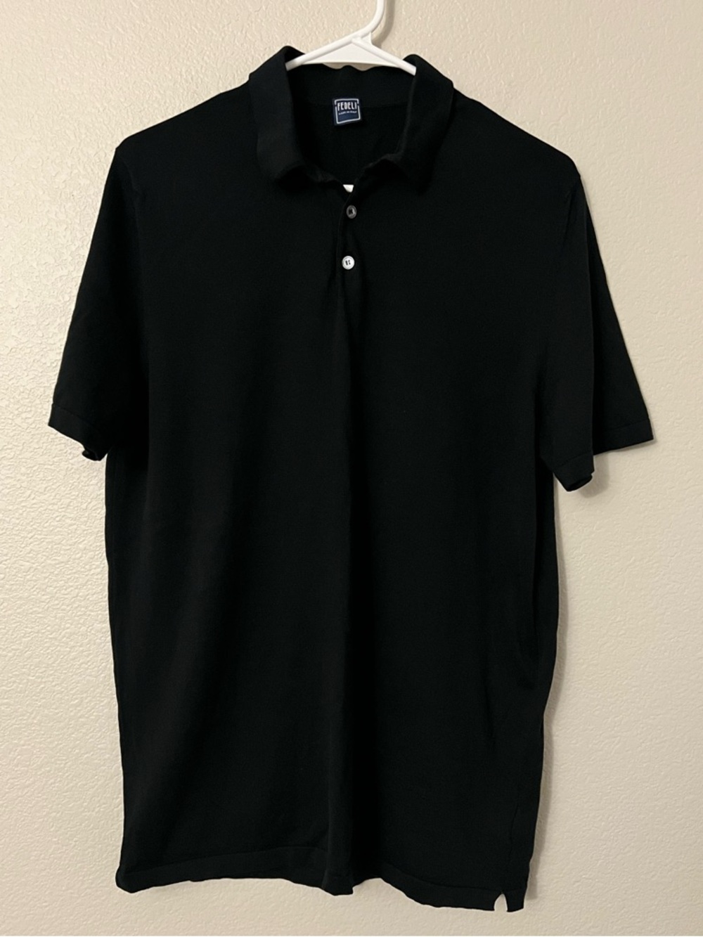 Fedeli Italy Men’s Black Polo Shirt - 100% Luxury Cotton| MOP Buttons | Size 54